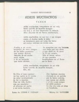 Adiós muchachos : Tango