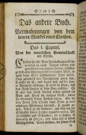 Das andere Buch. Vermahnungen von dem innern Wandel eines Christen.