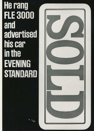 Plakat "He advertised his car in the Evening Standard - SOLD" der Beaverbrook Newspapers Ltd.