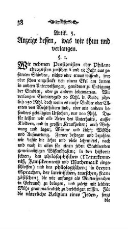 Anzeige dessen, was wir thun und verlangen