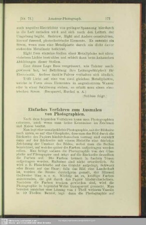 Einfaches Verfahren zum Ausmalen von Photographien