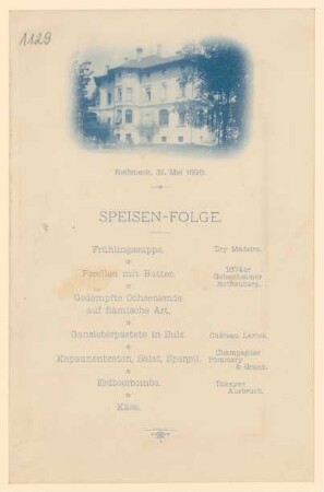 Menükarte : Speisenfolge, Reifeneck