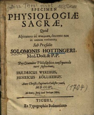 Specimen Physiologiae Sacrae