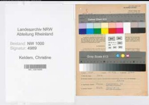 Entnazifizierung Christine Kelders, geb. 04.06.1894 (Postobersekretaerin)