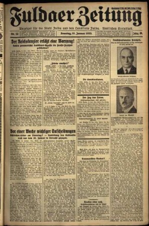 Erste Ausgabe vom Sonntag, den 15. Januar 1933.