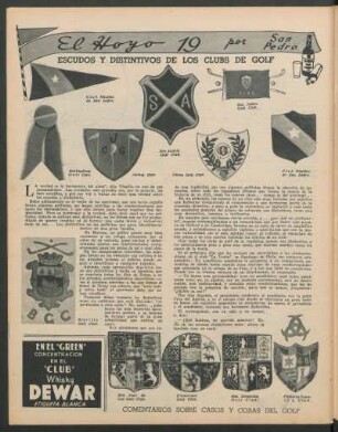 El hoyo 19 : Escudos y distintivos de los clubs de golf