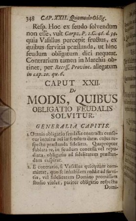 Caput XXII. De Modis, Quibus Obligatio Feudalis Solvitur.