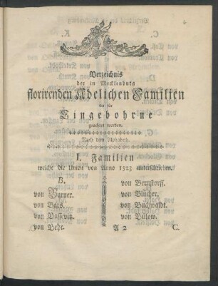 I. Familien welche die Union von Anno 1523 unterschrieben