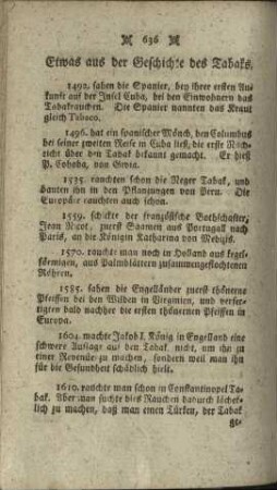 Etwas aus der Geschichte des Tabacks.