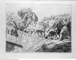 Pinelli, Bartolomeo, Istoria Romana. Incisa ad acqua forte da Bartolomeo Pinelli Romano. L'Anno 1818, e 1819. o.O.[Roma] u.J, "Orazio-Coclite difende intrepido il Ponte Sublicio..."; (Taf.20[23])
