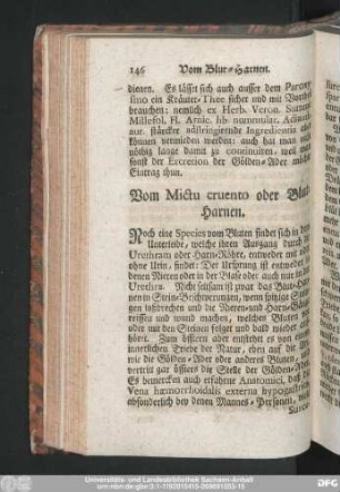 Vom Mictu cruento oder Blut-Harnen.
