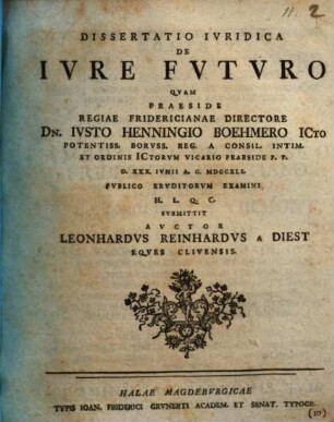 Diss. iur. de iure futuro