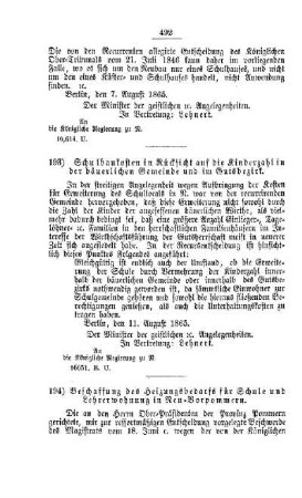 Beschaffung des Heizungsbedarf für Schule und Lehrerwohnung in Neu-Vorpommern : [V. Elementarschulwesen]