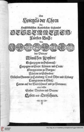 Titelblatt Fünftes Buch