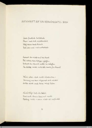 Aufschrift auf ein verwünschtes Buch