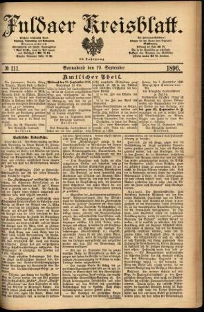 Erste Ausgabe vom Samstag, den 19. September 1896.
