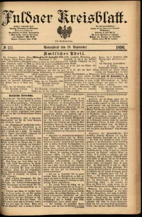 Erste Ausgabe vom Samstag, den 19. September 1896.