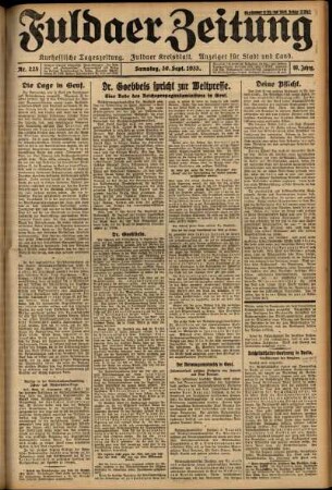 Ausgabe vom Samstag, den 30. September 1933.