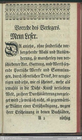Vorrede des Verlegers