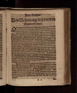 Zum Dritten/ Von Bedeutung dieses newen WunderSterns