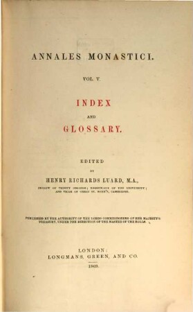 Annales monastici. 5, Index and glossary