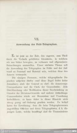 VII. Anwendung des Feld-Telegraphen