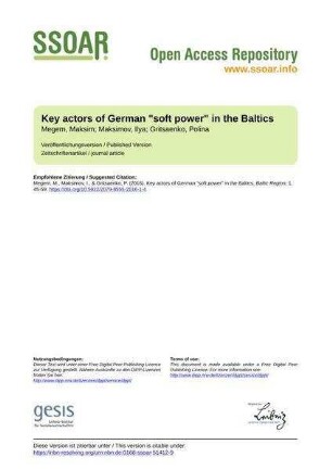 Key actors of German "soft power" in the Baltics