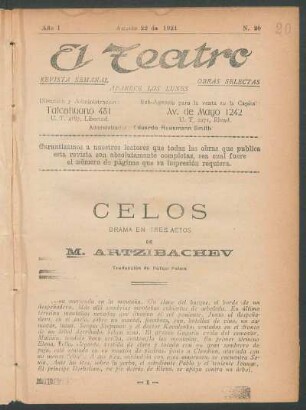 1921002000: Celos : drama en tres actos