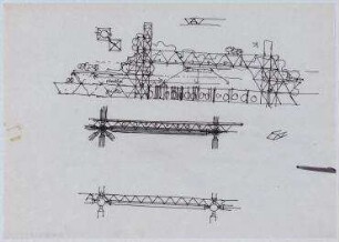 Ideenwettbewerb "Dienstleistungszentrum Langenberg " (nicht realisiert), 1. Preis – Schnitt, Detailansicht "Hamburger Ponte Vecchio". Langenberg