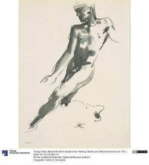Männlicher Akt in tänzerischer Haltung. Studie zum Bildwerk Nijinski von 1913