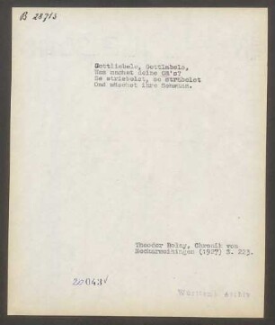 Liedbeleg: Gottliebele, Gottlabele