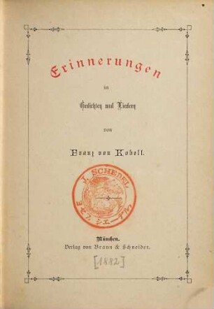 Erinnerungen in Gedichten und Liedern