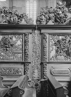Bautzen, Simultankirche Sankt Petri, Chorgestühl, Detail