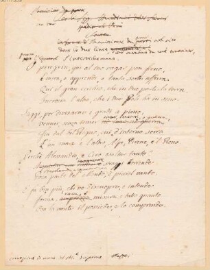 Maffei, Scipione (1675-1755) Autographen: Korrekturen eines Gedichts und Brief von Scipione Maffei an Unbekannt - BSB Autogr. Maffei, Scipione