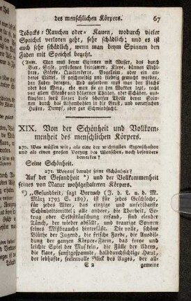 XIX. Von der Schönheit und Vollkommenheit des menschlichen Körpers.