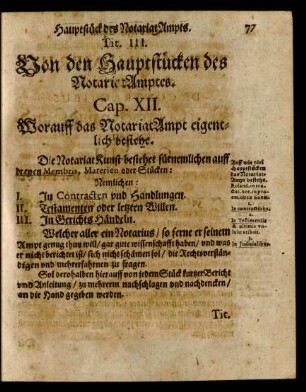 Cap. XII. Worauff das NotariatAmpt eigentlich bestehe.