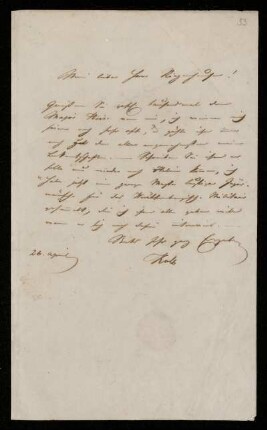 Brief von Carl von Kolb an Johannes oder Franz Riepenhausen, Rom, 26.4.[o.J.]