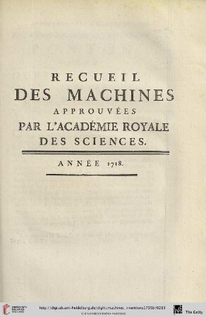 Recueil des Machines Année 1718