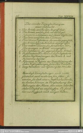 Tab. XXVII. Die vierdte Veranstaltung zu einer Schlacht