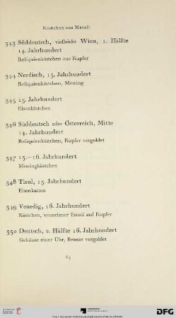 Kästchen aus Metall (Nr. 343-369)