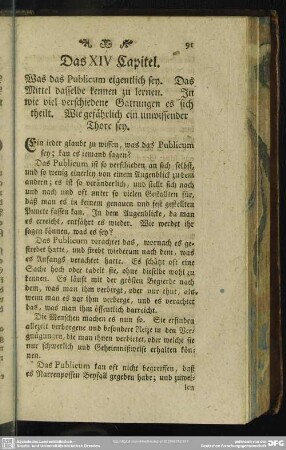 Das XIV Capitel. Was das Publicum eigentlich sey