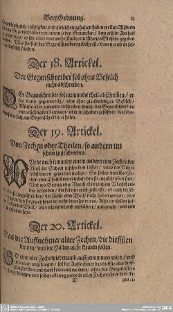 Der 18. Artickel. Der Gegenschreiber sol ohne Befalch nicht abschreiben.