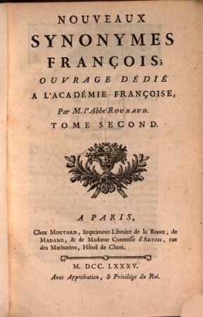 Nouveaux Synonymes François. 2