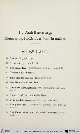 Antiquitäten (Nr. 138-191)