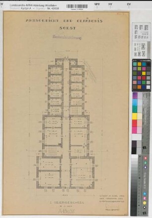 Soest, Königliches Amtsgericht und Gefängnis, 1. Obergeschoss, Grundriss, Baubestandszeichnung