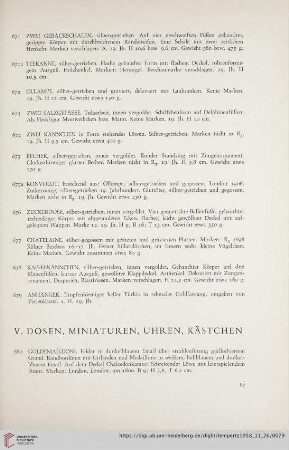 V. Dosen, Miniaturen, Uhren, Kästchen