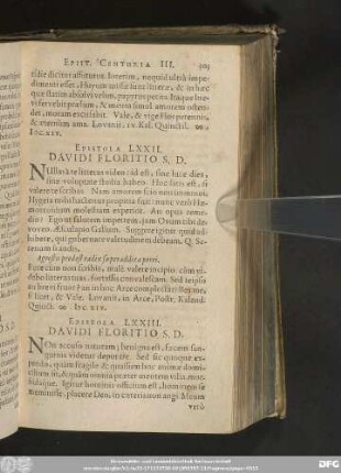 Epistola LXXIII. Davidi Floritio S. D.