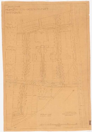 Siedlungsplan der Heimstättengesellschaft Primus Wittenau, Berlin-Reinickendorf: Lageplan 1:1000