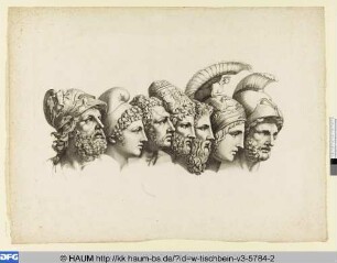 Die Köpfe der sieben Haupthelden der Ilias