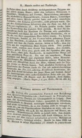 II. Materia medica und Toxikologie.
